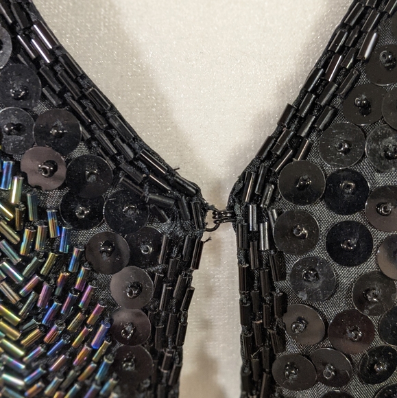 Vintage SKC Black Multicolor Sequin BlazerJacket Sz XL - Picture 7 of 15